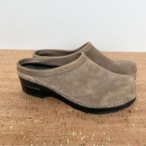 Sanita Brown Suede Clogs